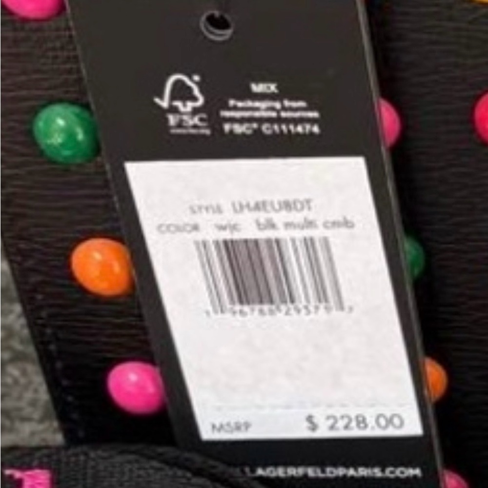 Karl Lagerfeld Black Shoulder Bag with Multicolor Accents - Picture 3 of 6